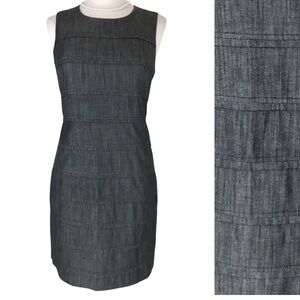Calvin Klein Black Denim Tiered Detailing Sleeveless Sheath Dress size 10